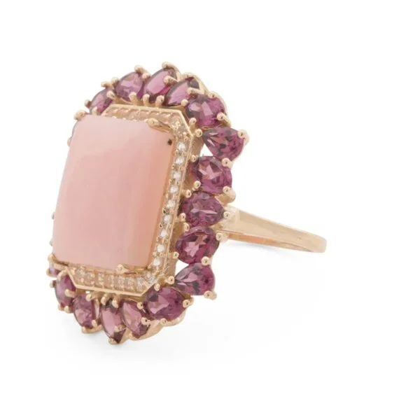 HIRAJULE Jewelry Hirajule India 4kt Gold Pink Opal And